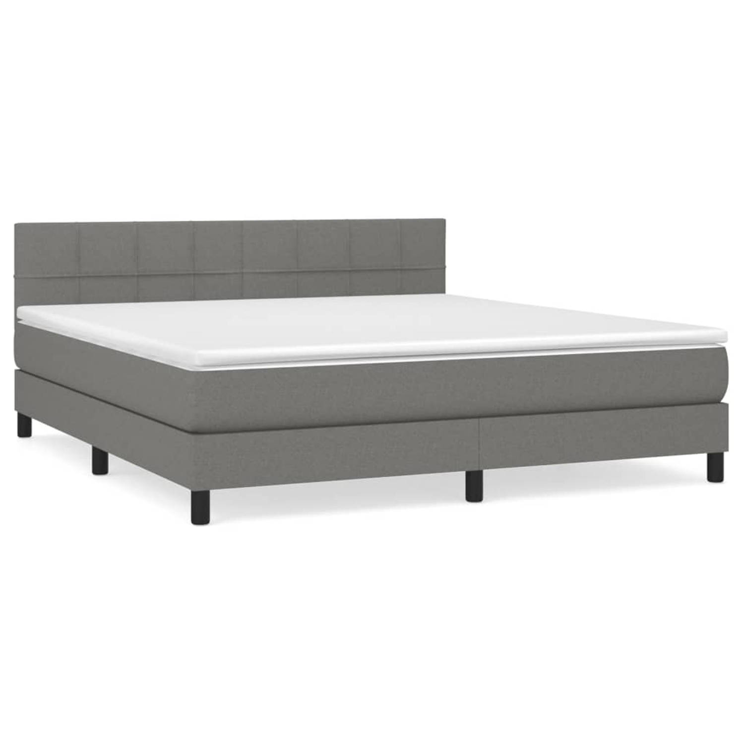 The Living Store Boxspringbed - Donkergrijs - 203x180x78/88 cm - Pocketvering matras - Middelharde ondersteuning - Huidvriendelijk topmatras