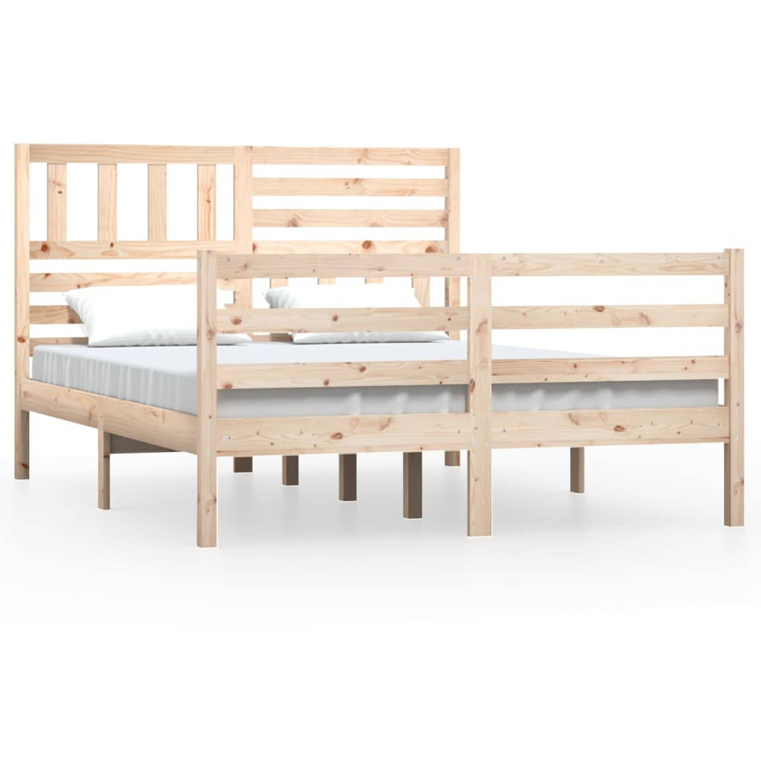 The Living Store Bedframe massief hout 150x200 cm 5FT King Size - Bedframe - Bedframes - Tweepersoonsbed - Bed - Bedombouw - Dubbel Bed - Frame - Bed Frame - Ledikant - Bedframe Me