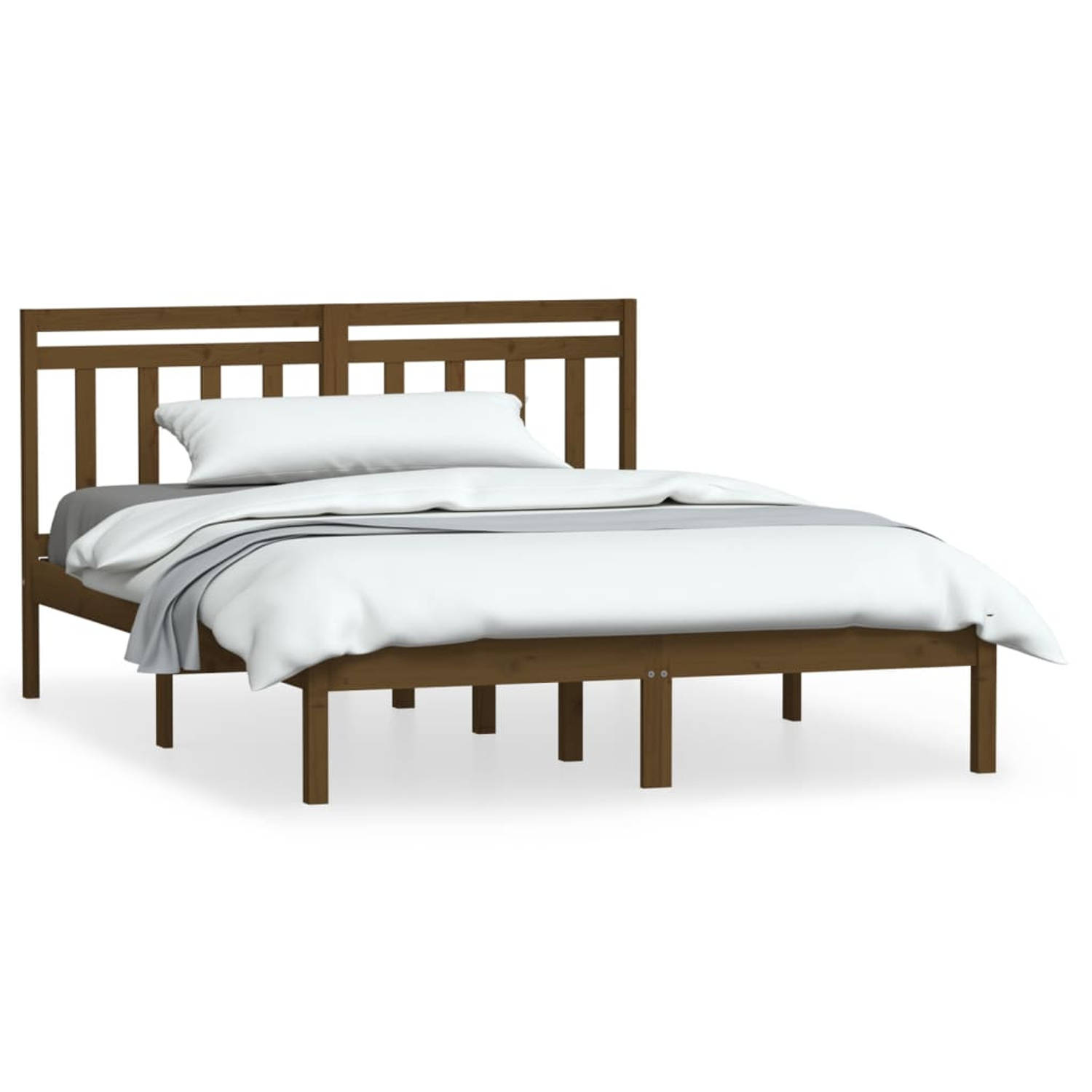 The Living Store Bedframe massief hout honingbruin 150x200cm 5FT king size - Bedframe - Bedframes - Tweepersoonsbed - Bed - Bedombouw - Dubbel Bed - Frame - Bed Frame - Ledikant -