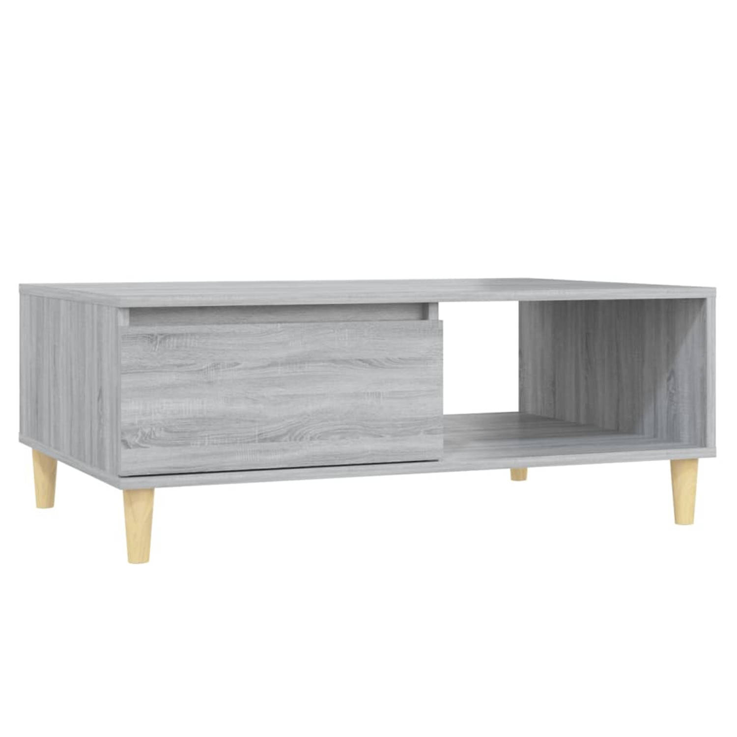 The Living Store Salontafel 90x60x35 cm bewerkt hout grijs sonoma eikenkleurig - Tafel