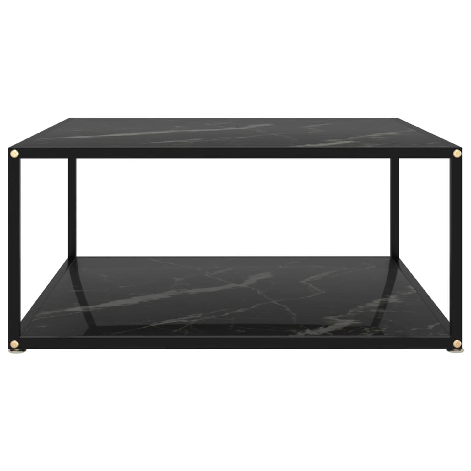 The Living Store Salontafel 80x80x35 cm gehard glas zwart - Tafel