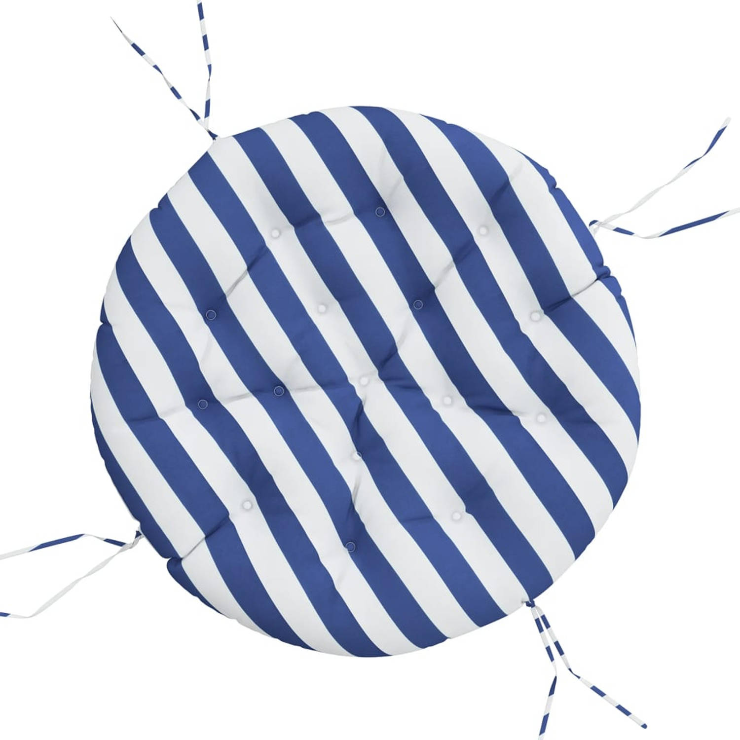 The Living Store Round Outdoor Cushion 100 x 11 cm Water Resistant Blue and White Stripe