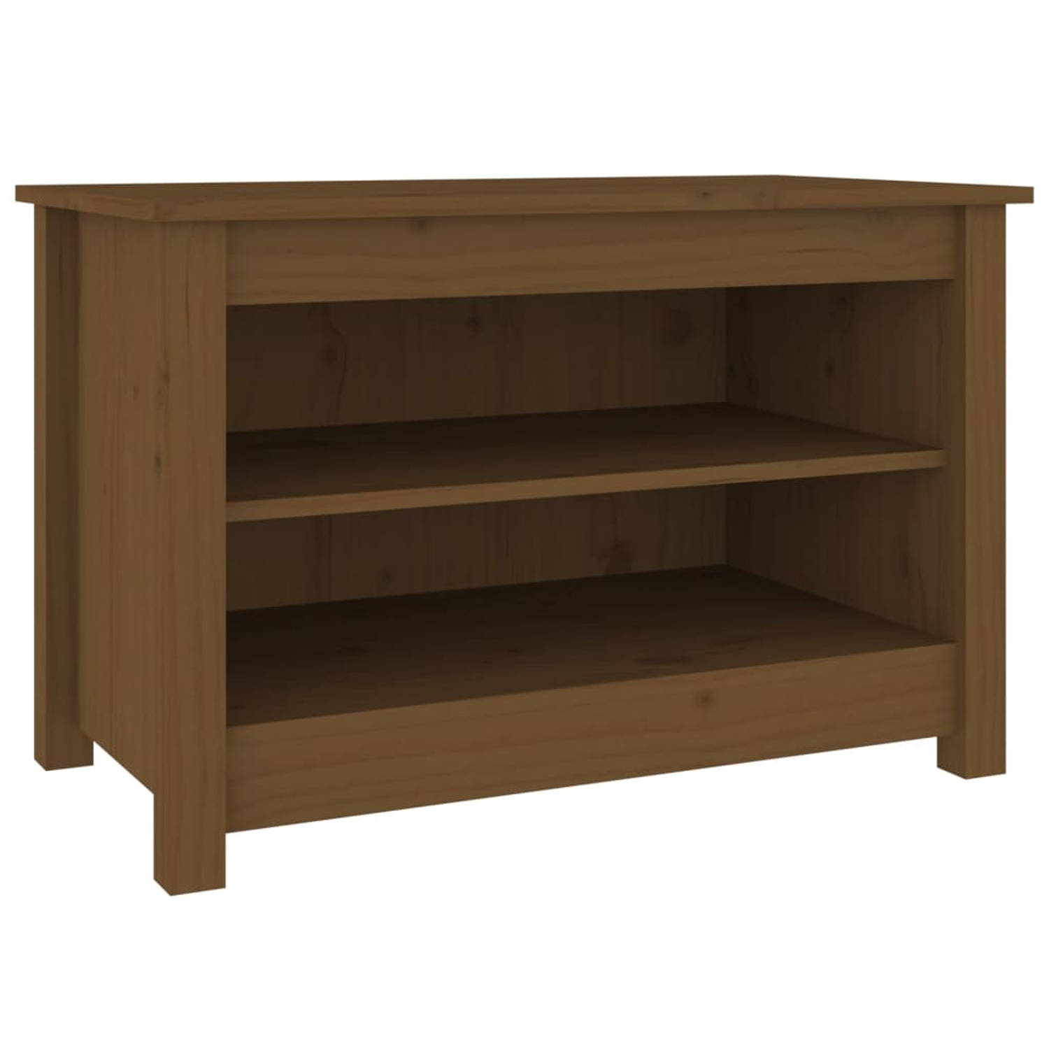 The Living Store Schoenenkast 70x38x45-5 cm massief grenenhout honingbruin - Schoenenkast