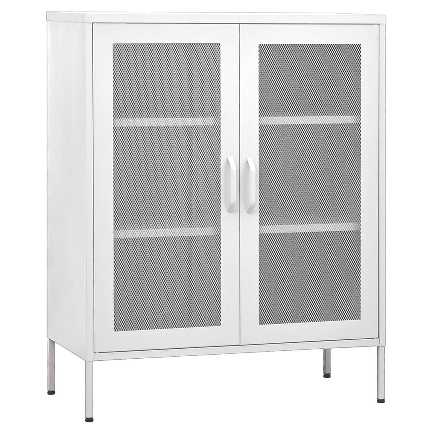 The Living Store Opbergkast 80x35x101-5 cm staal wit - Kast