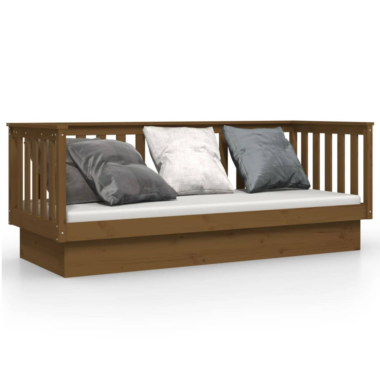 The Living Store Slaapbank 75x190 cm massief grenenhout honingbruin - Slaapbank - Slaapbanken - Bedbank - Bed - Bedframe - Houten Bedframe - Bedbodem - Slaapmeubel - Ledikant - Bed