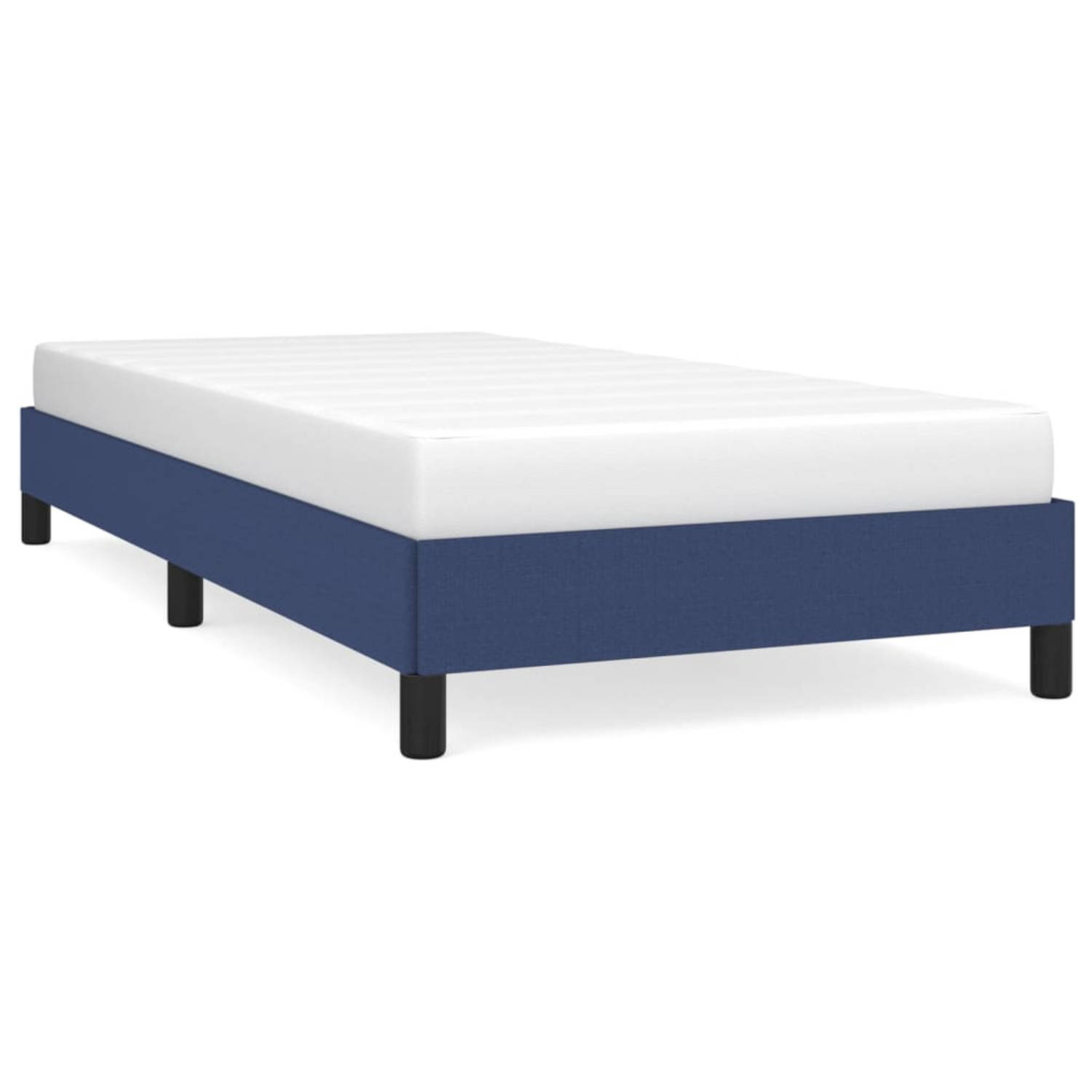 The Living Store Bedframe stof blauw 80x200 cm - Bedframe - Bedframes - Slaapmeubel - Bedbodem - Ledikant - Eenpersoonsbed - Slaapmeubels - Slaapmeubelen - Slaapmeubilair - Bedbode