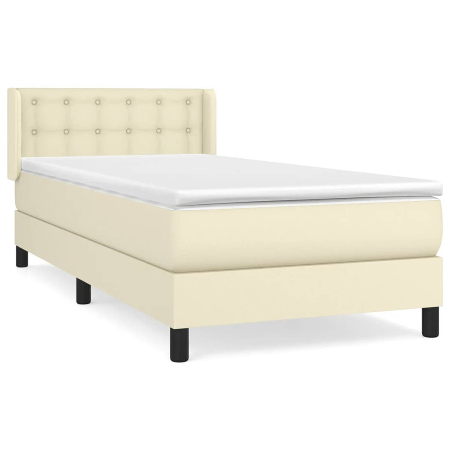 The Living Store Boxspring met matras kunstleer crèmekleurig 90x200 cm - Boxspring - Boxsprings - Bed - Slaapmeubel - Boxspringbed - Boxspring Bed - Tweepersoonsbed - Bed Met Matra