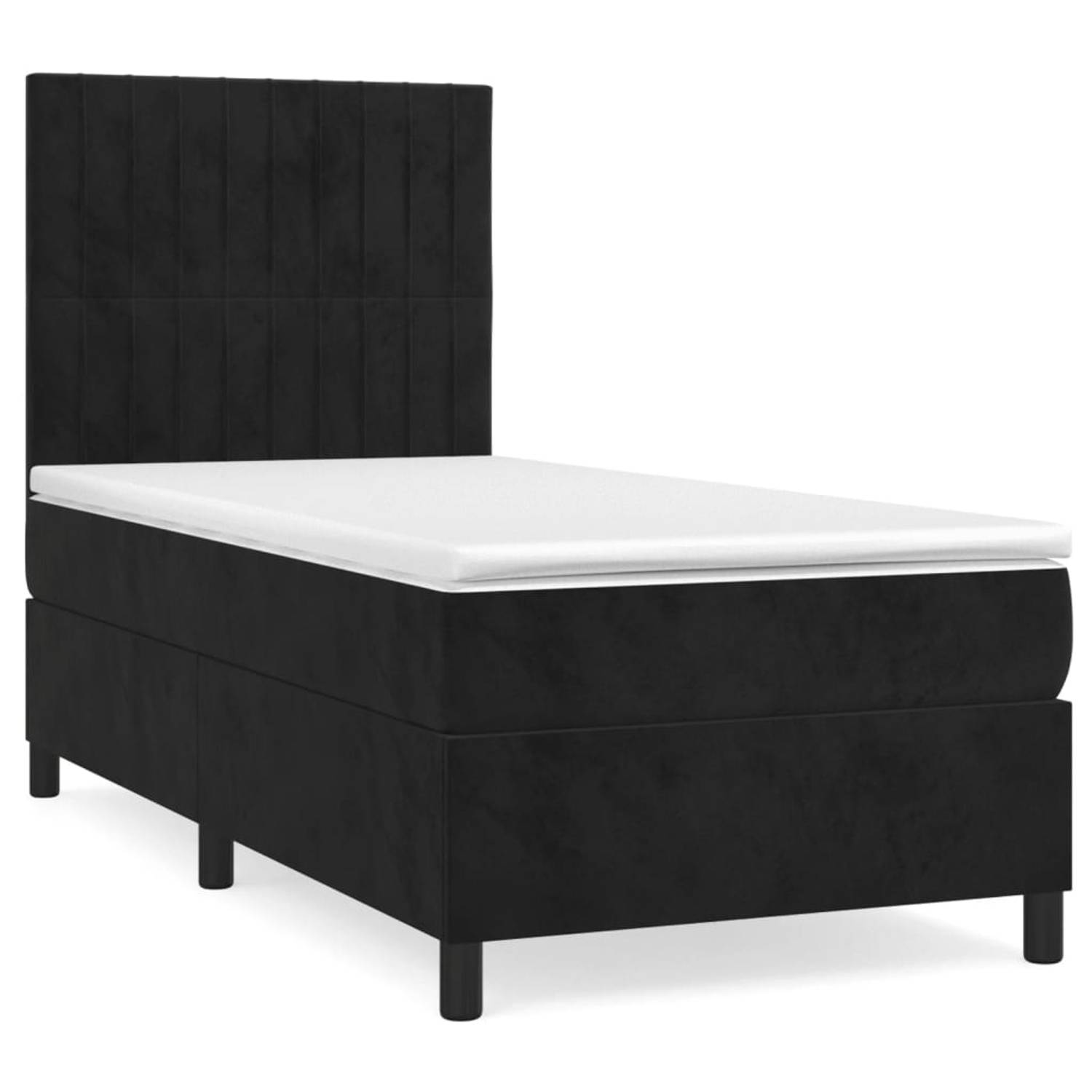 The Living Store Boxspringbed - The Living Store - Bed - 203 x 90 x 118/128 cm - Zwart