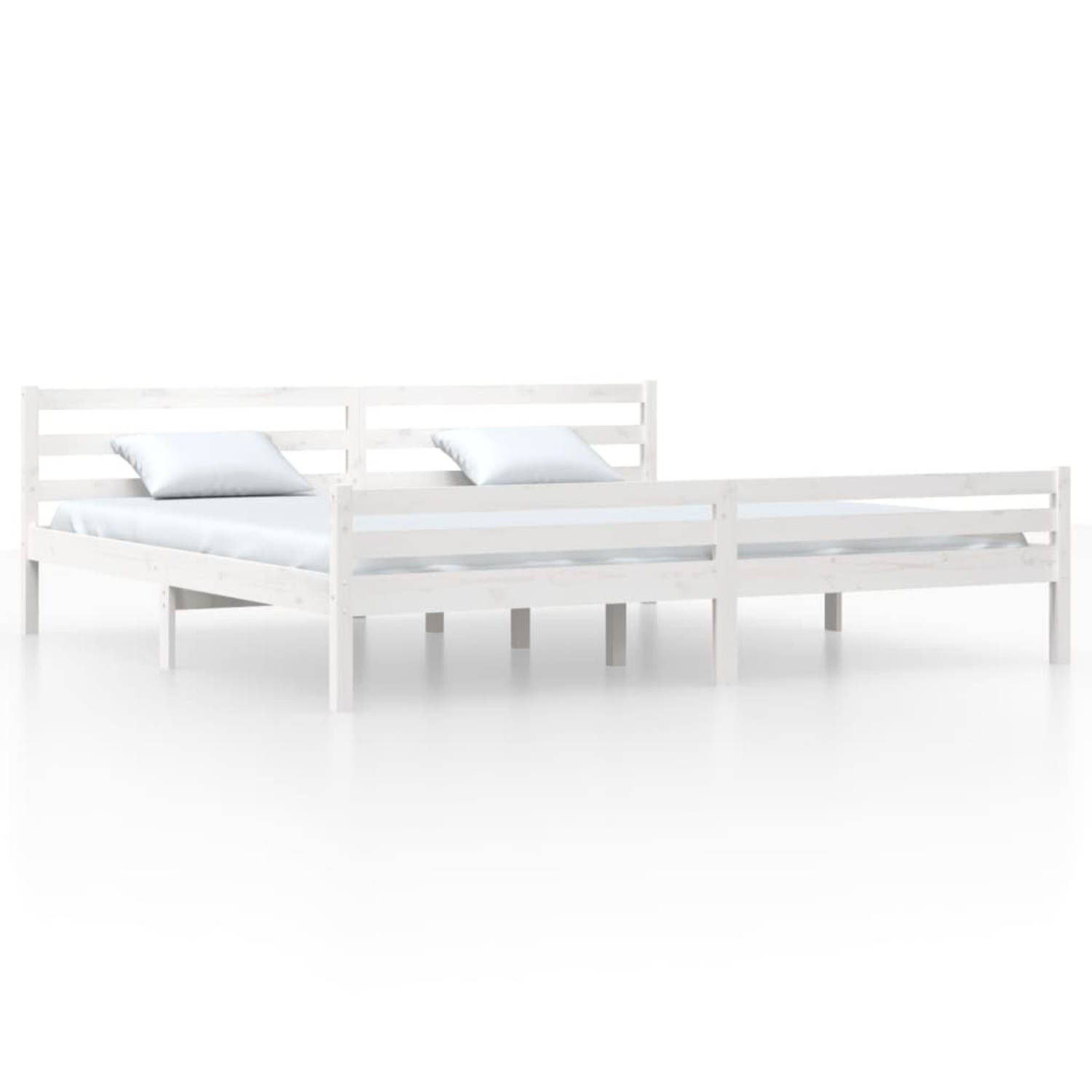 The Living Store Bedframe massief hout wit 200x200 cm - Bedframe - Bedframes - Bed - Bedbodem - Ledikant - Bed Frame - Massief Houten Bedframe - Slaapmeubel - Tweepersoonsbed - Bed