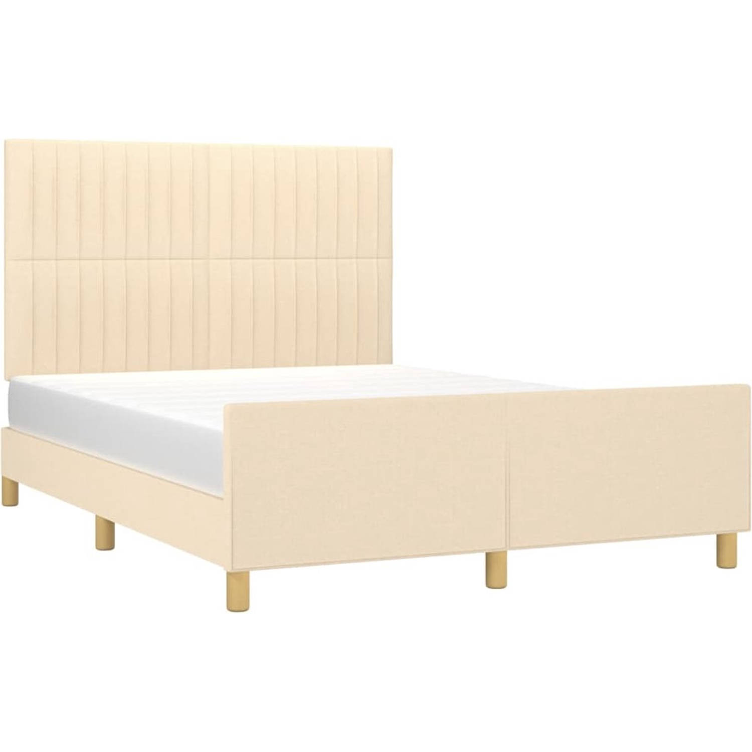 The Living Store Bedframe - Comfort Plus - Bedframes - 193 x 146 x 118/128 cm - Crème