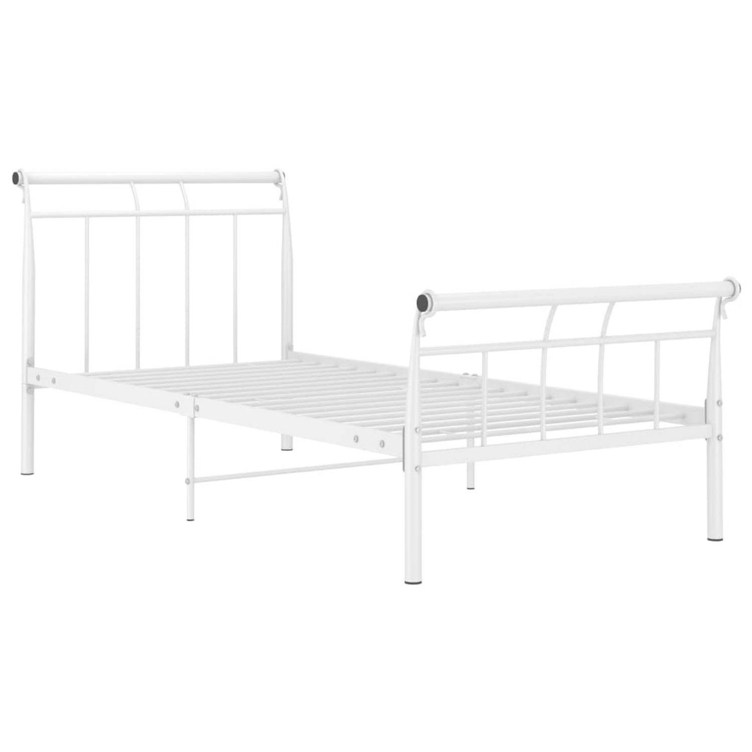 The Living Store Bedframe metaal wit 100x200 cm - Bedframe - Bedframe - Bed Frame - Bed Frames - Bed - Bedden - Metalen Bedframe - Metalen Bedframes - 1-persoonsbed - 1