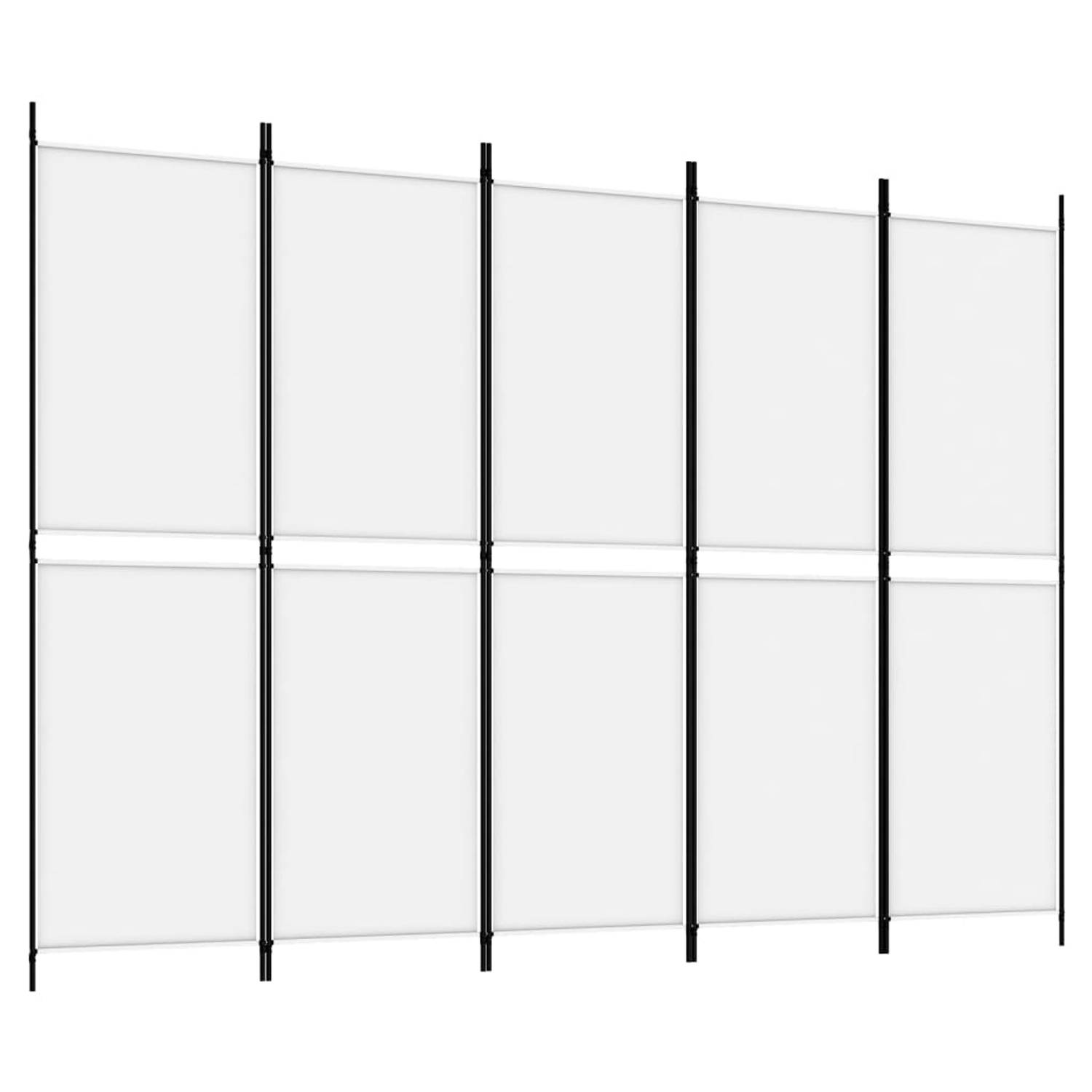 The Living Store Kamerscherm met 5 panelen 250x180 cm stof wit - Kamerscherm
