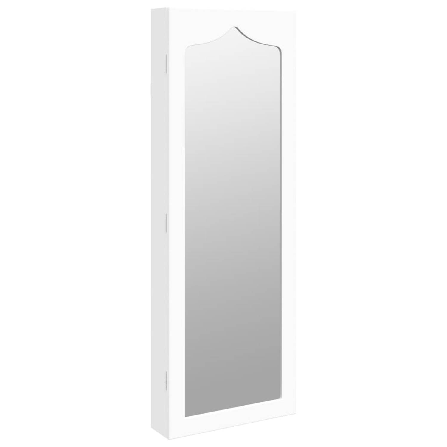 The Living Store Sieradenkast met spiegel wandgemonteerd 37-5x10x106 cm wit - Spiegel