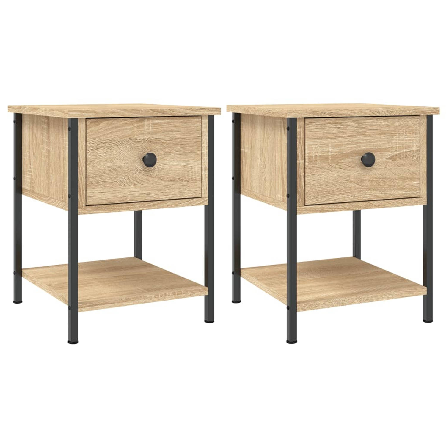 The Living Store Nachtkastjes 2 st 34x35-5x45 cm sonoma eikenkleurig - Kast