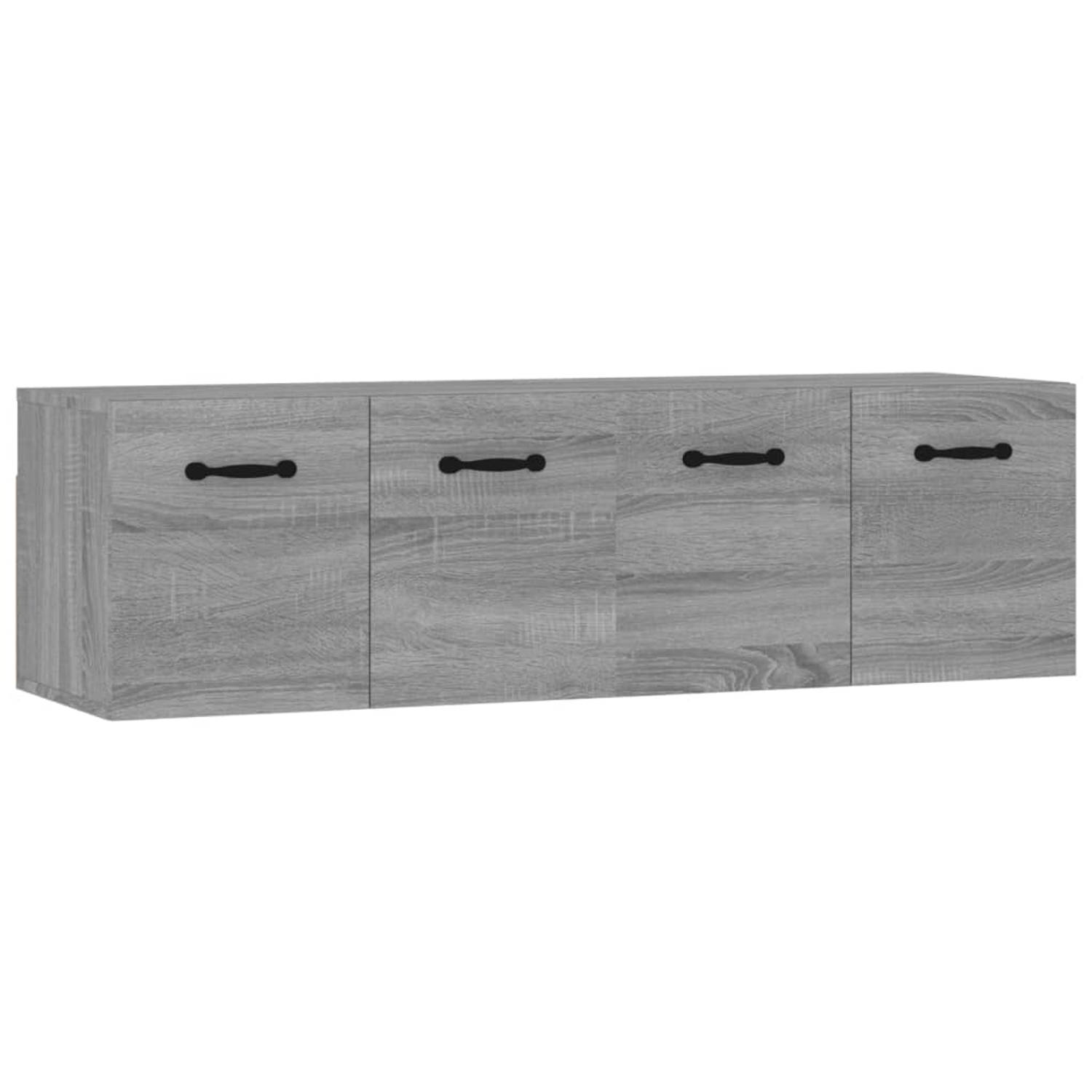 The Living Store Wandkasten 2 st 80x35x36-5 cm bewerkt hout grijs sonoma eiken - Kast