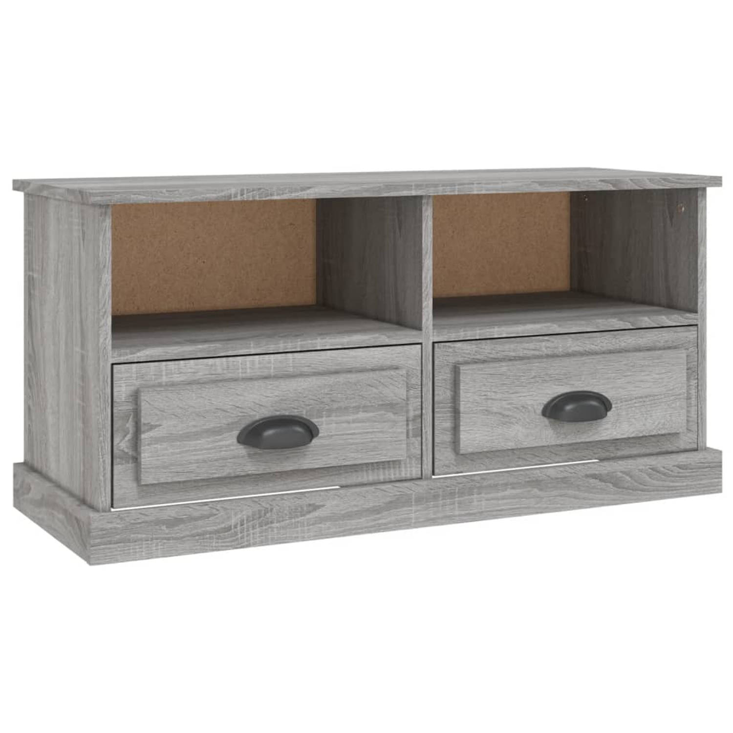 The Living Store TV-meubel - Trendy en praktisch ontwerp - Duurzaam bewerkt hout - Voldoende opbergruimte - Stevig blad - Grijs sonoma eiken - 93 x 35.5 x 45 cm