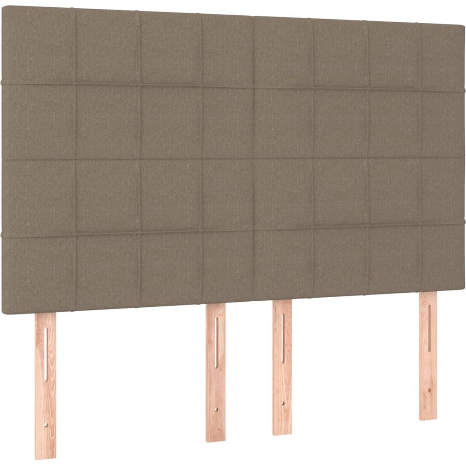 The Living Store Boxspring Bed - LED - Pocketvering - Huidvriendelijk - 140x190 cm - Taupe/ Wit