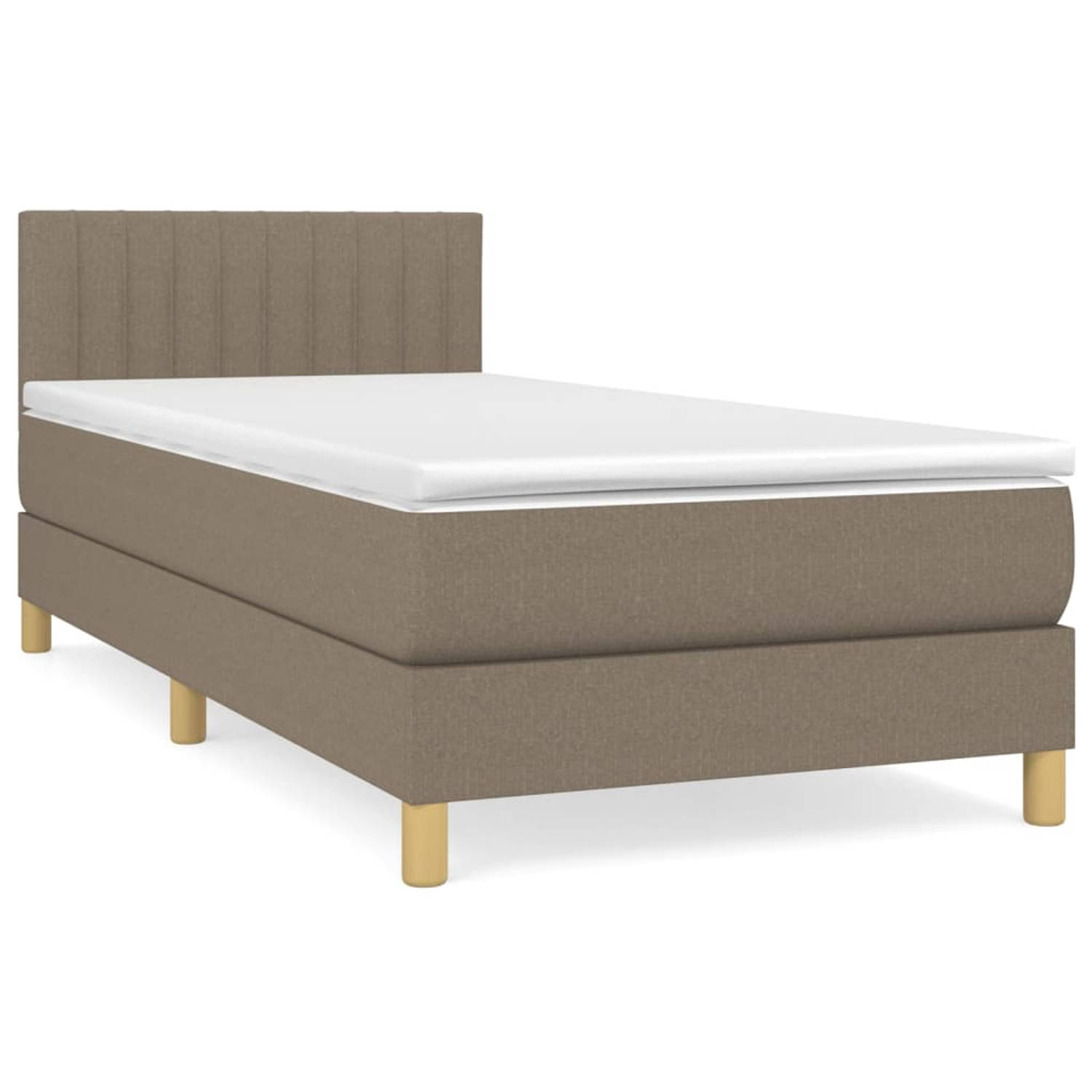 The Living Store Boxspringbed - - Bed - 203x90x78/88 cm - Taupe