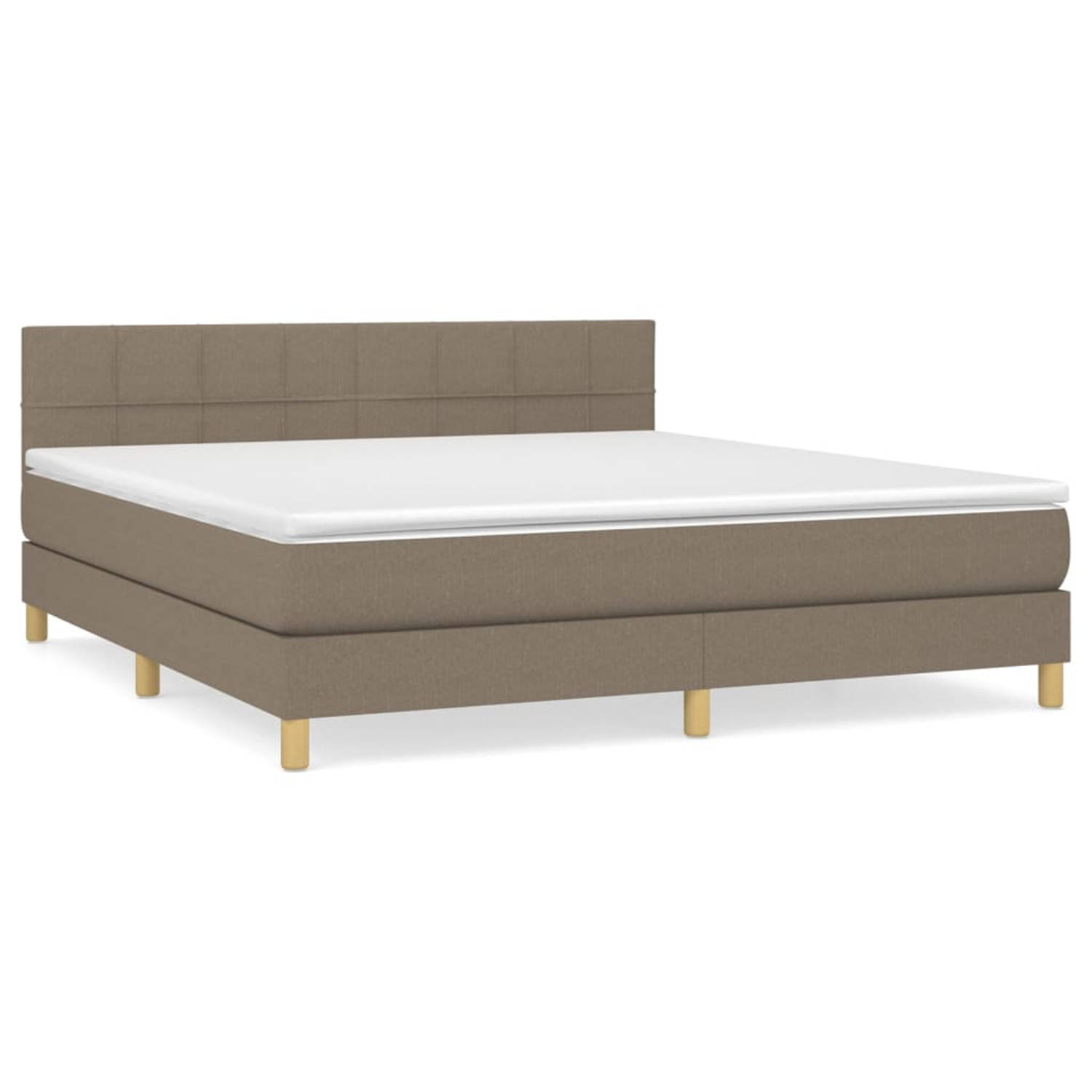 The Living Store Boxspring met matras stof taupe 180x200 cm - Bed