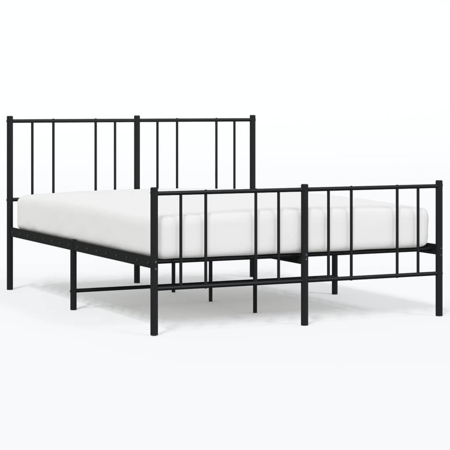 The Living Store Bedframe met hoofd- en voeteneinde metaal zwart 160x200 cm - Bed