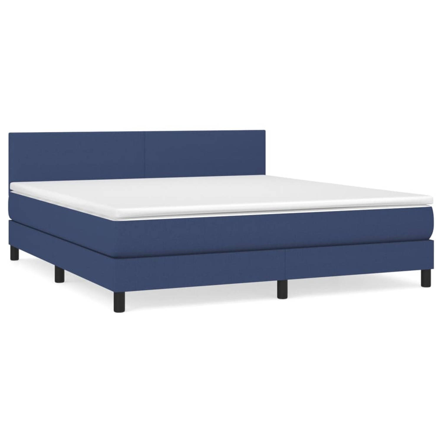 The Living Store Boxspring met matras stof blauw 180x200 cm - Bed