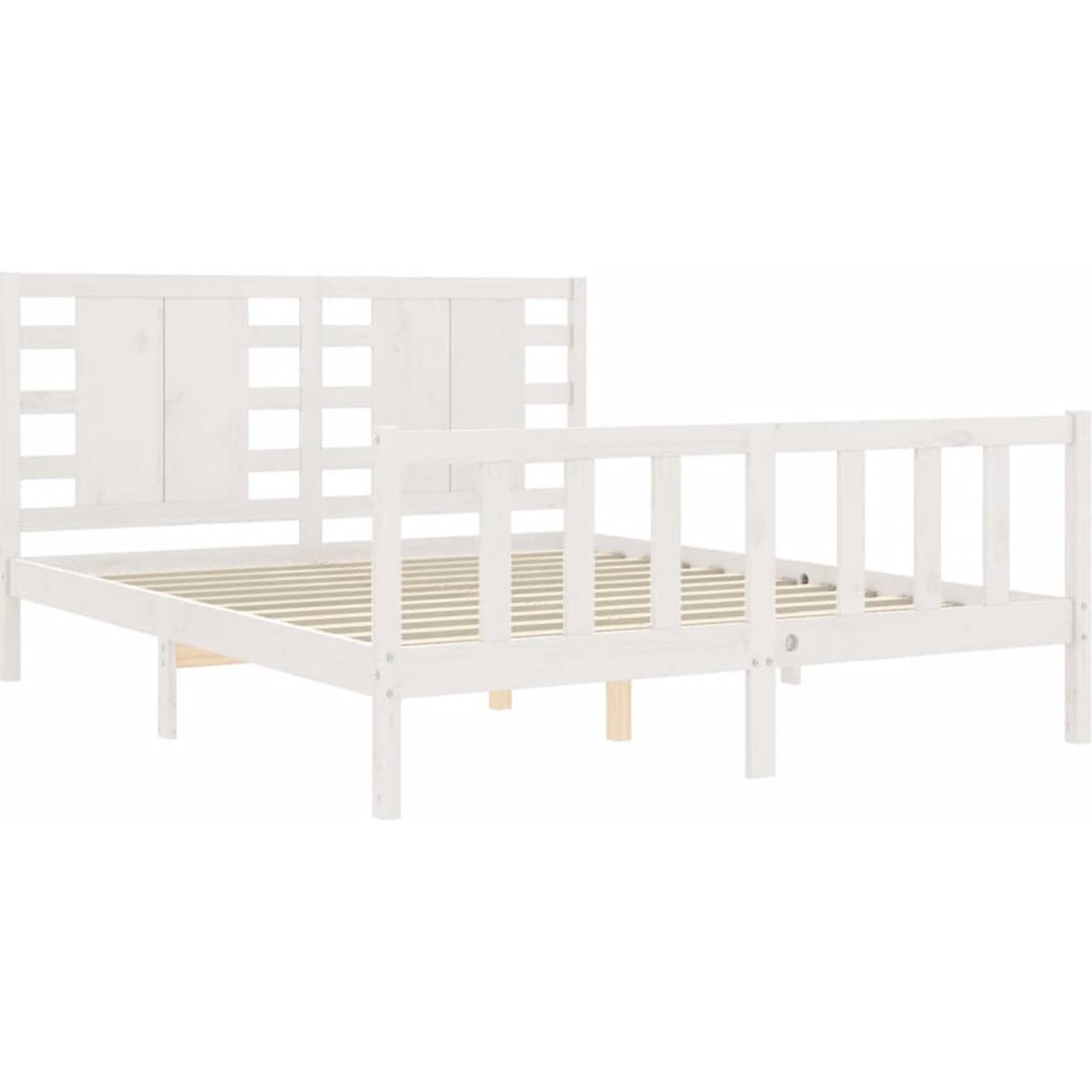 The Living Store Bedframe Bexley - Houten bed - massief grenen - 205.5 x 155.5 x 100 cm - wit