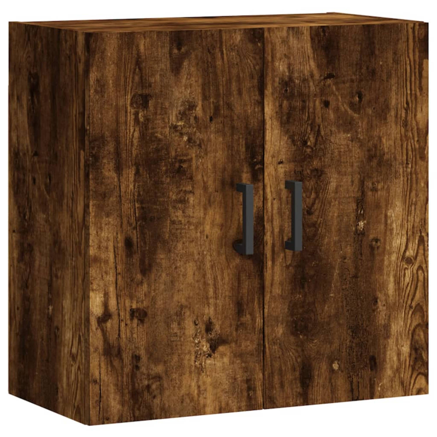 The Living Store Wandkast 60x31x60 cm bewerkt hout gerookt eikenkleurig - Kast