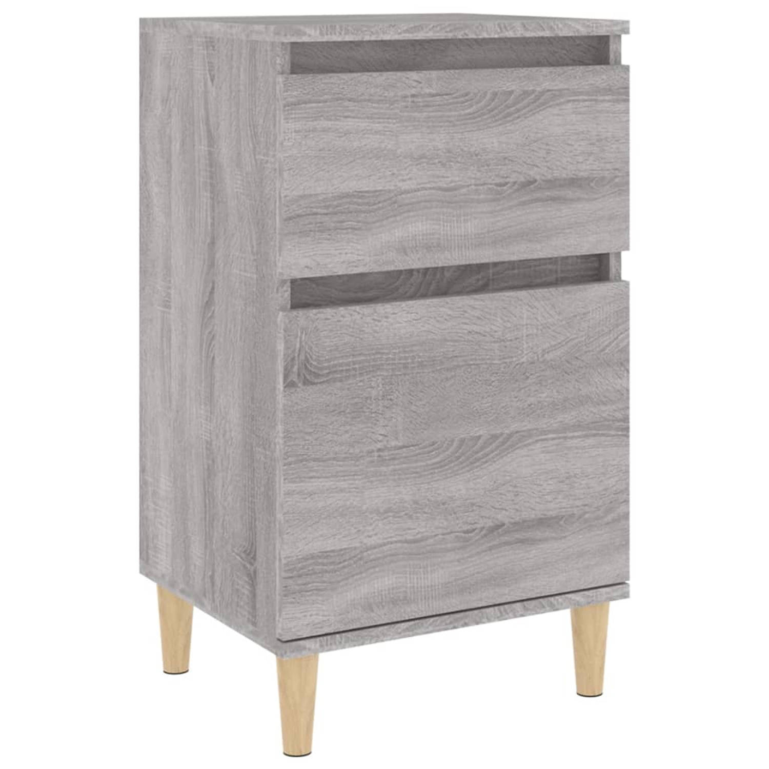 The Living Store Nachtkastje 40x35x70 cm bewerkt hout grijs sonoma eikenkleurig - Kast