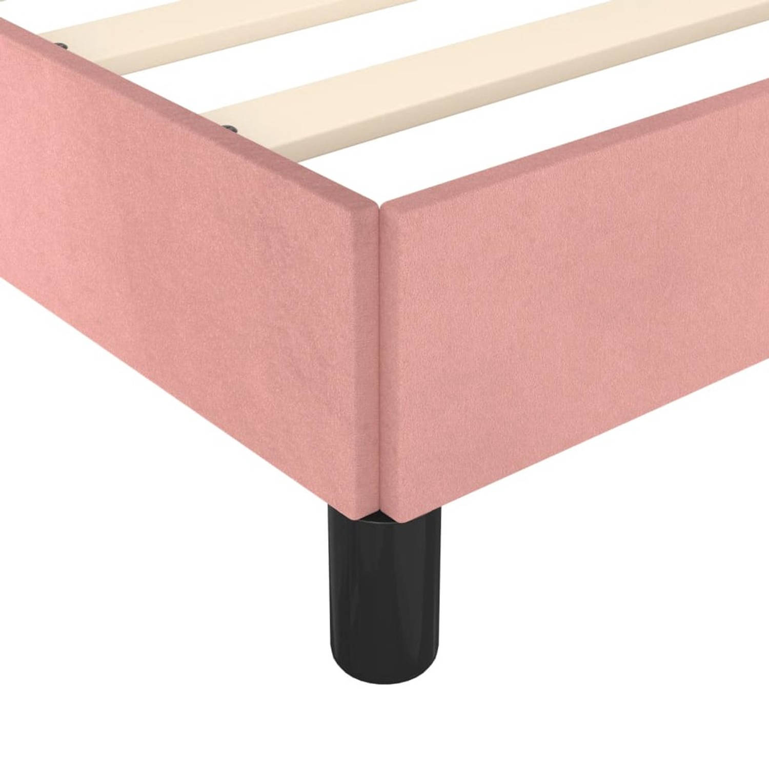 The Living Store Bedframe Roze Fluweel 203 x 123 x 25 cm - Ondersteunende poten