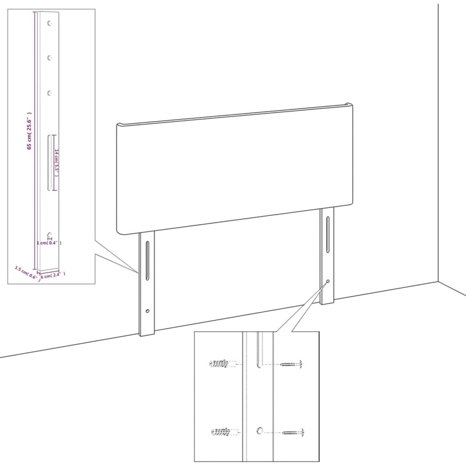 The Living Store Hoofdbord - 103x16x118/128 cm - Zacht fluweel