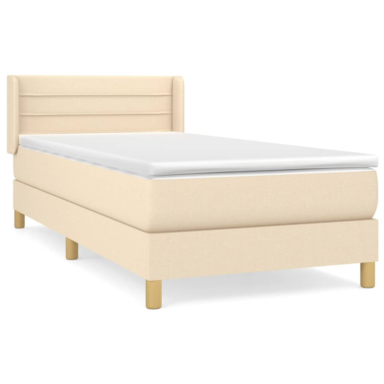 The Living Store Boxspringbed - Comfort - Bed - 203 x 93 x 78/88 cm - Crème