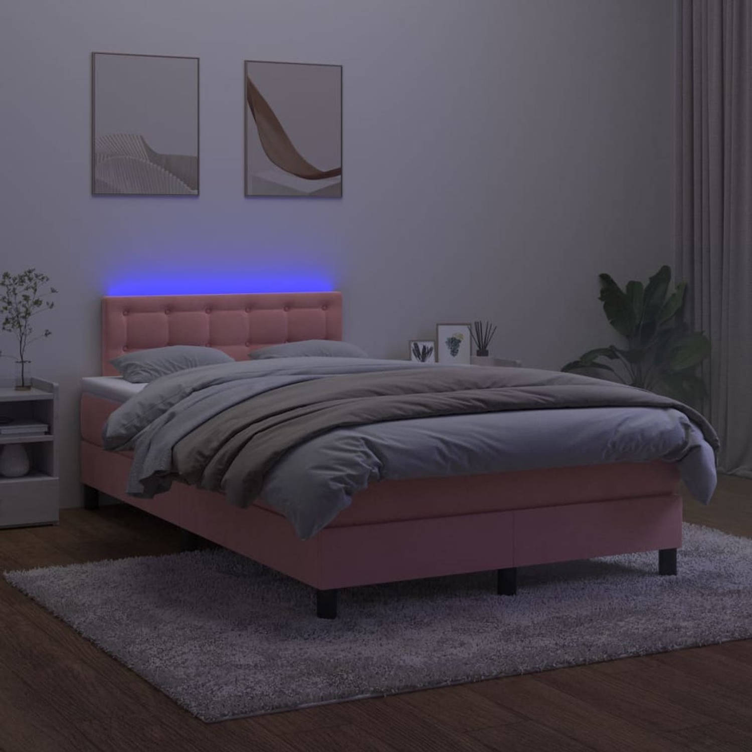 The Living Store Bed Serene Roze - Boxspring 120x200 - LED