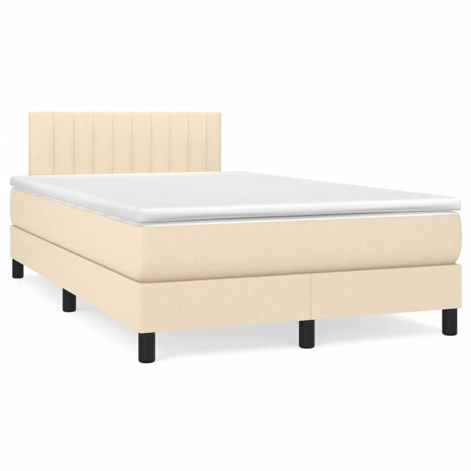 The Living Store Boxspring met matras stof crèmekleurig 120x200 cm - Boxspring - Boxsprings - Bed - Slaapmeubel - Boxspringbed - Boxspring Bed - Tweepersoonsbed - Bed Met Matras -