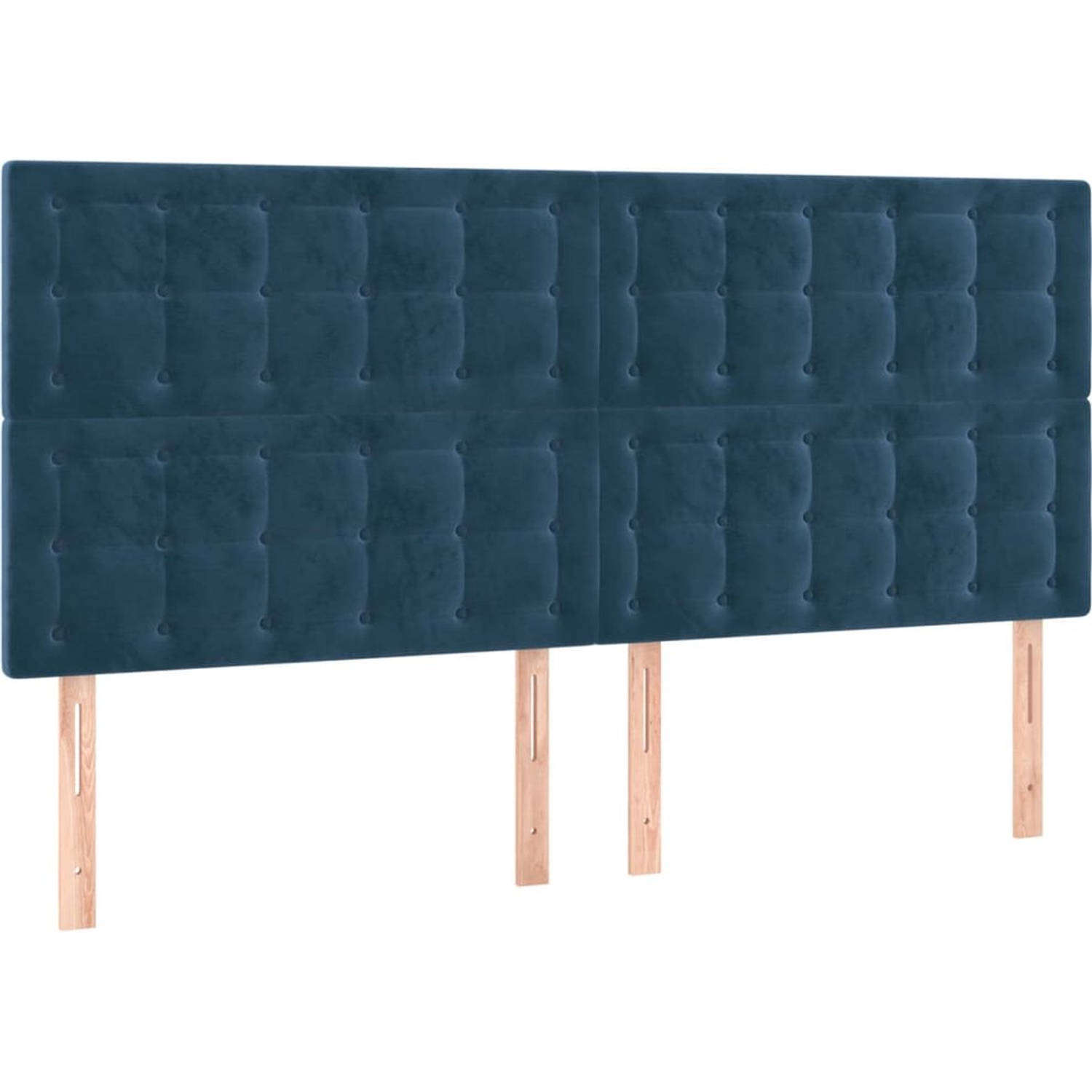 The Living Store Bed - Luxe Boxspring met LED - 160x200 cm - Donkerblauw fluweel