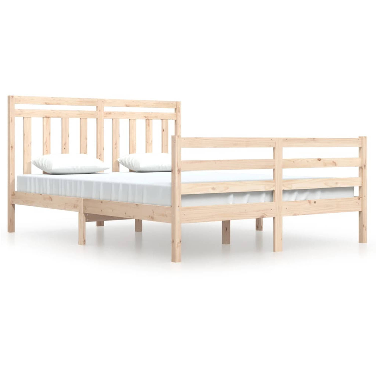 The Living Store Bedframe massief hout 140x200 cm - Bedframe - Bedframes - Tweepersoonsbed - Bed - Bedombouw - Dubbel Bed - Frame - Bed Frame - Ledikant - Houten Bedframe - Tweeper