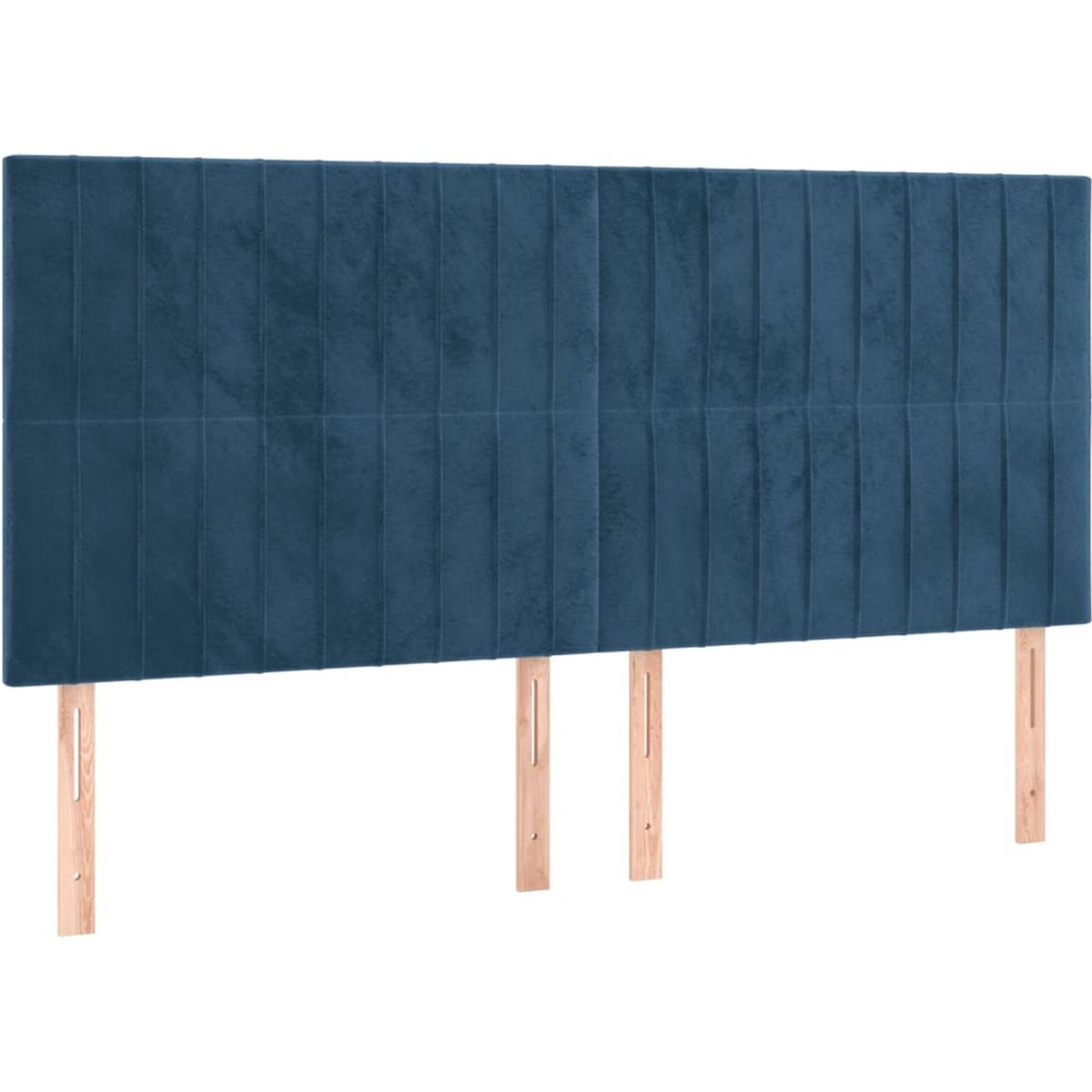 The Living Store Boxspringbed - - Bed - 203 x 163 x 118/128 cm - Donkerblauw Fluweel