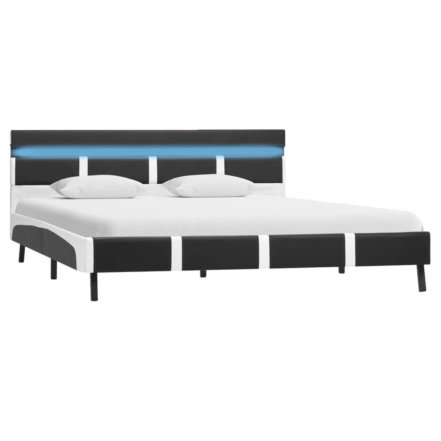 The Living Store Bedframe met LED kunstleer grijs 120x200 cm - Bedframe - Bedframes - Bed - Bedden - Tweepersoonsbed - Tweepersoonsbedden - Slaapkamermeubilair - Slaapkamermeubel -