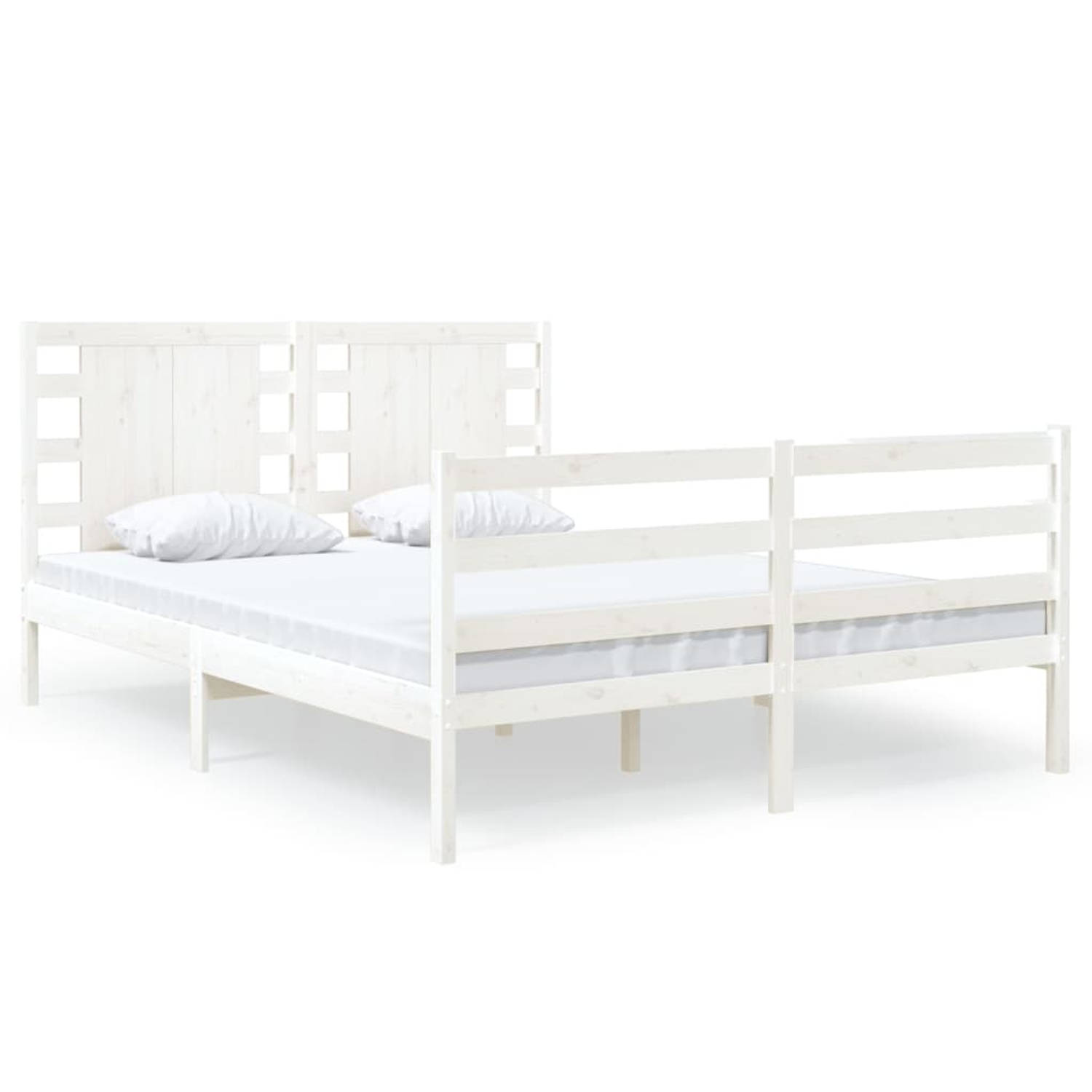 The Living Store Bedframe massief grenenhout wit 120x190 cm 4FT Small Double - Bedframe - Bedframes - Bed - Bedbodem - Ledikant - Bed Frame - Massief Houten Bedframe - Slaapmeubel