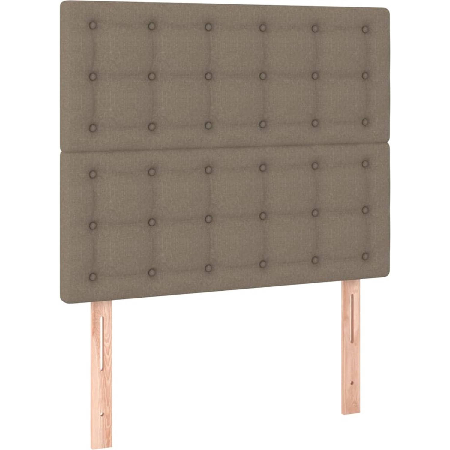 The Living Store Boxspring LED 100x200 cm - Taupe stof - Verstelbaar hoofdbord - Kleurrijke LED-verlichting - Pocketvering matras - Huidvriendelijk topmatras