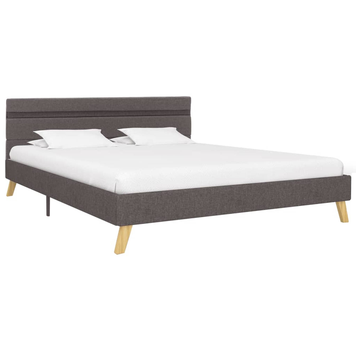 The Living Store Bedframe met LED stof lichtgrijs 120x200 cm - Bed