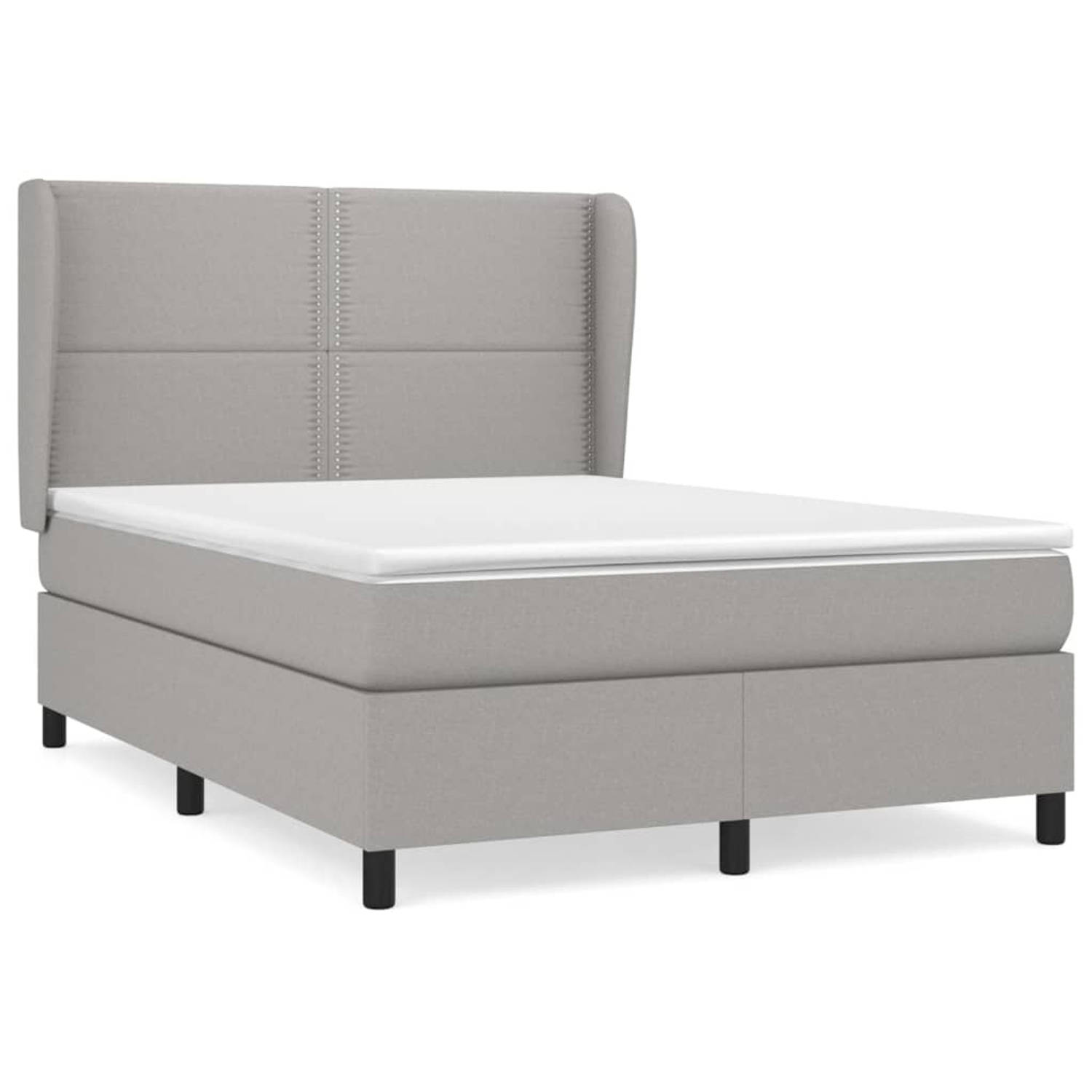 The Living Store Boxspring met matras stof lichtgrijs 140x200 cm - Boxspring - Boxsprings - Bed - Slaapmeubel - Boxspringbed - Boxspring Bed - Tweepersoonsbed - Bed Met Matras - Be