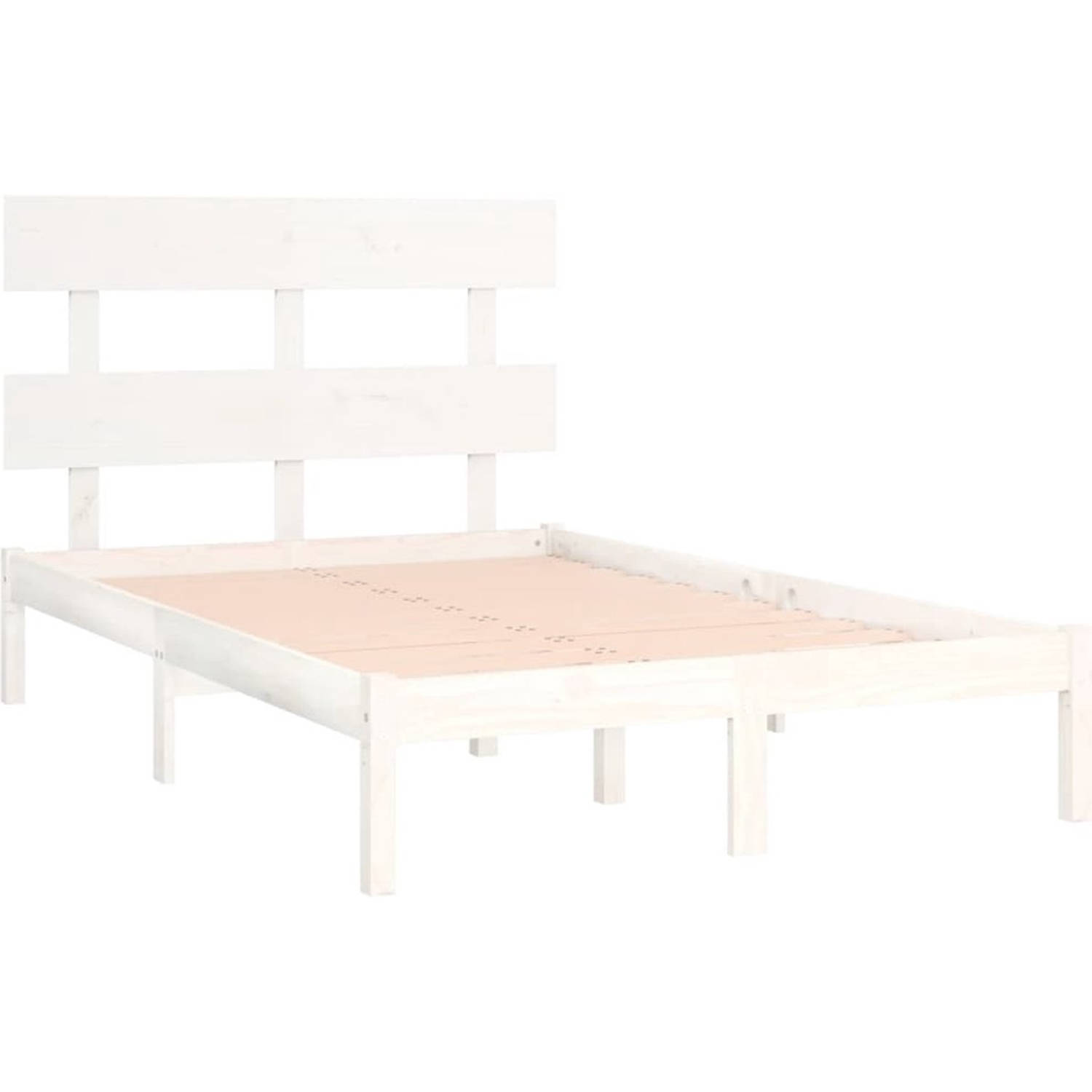 The Living Store Bedframe - 195.5 x 125.5 x 31 cm - Massief grenenhout