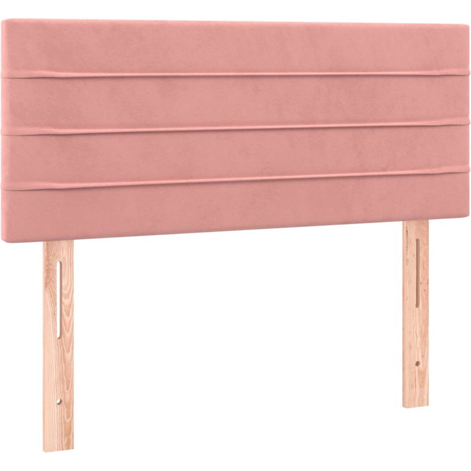 The Living Store Boxspring Bed - Roze Fluweel - 120 x 200 cm - LED Verlichting