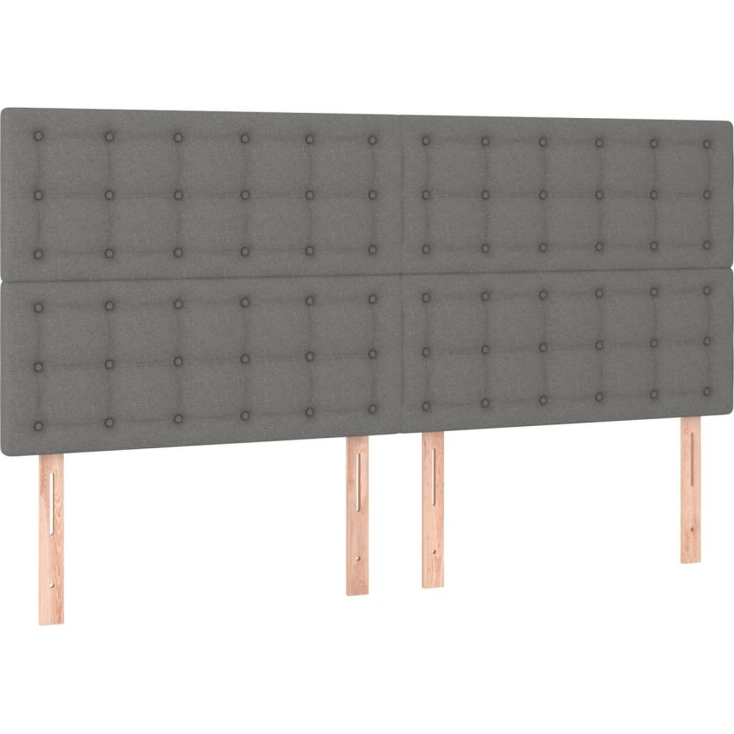 The Living Store Boxspringbed - Comfort - Bed - 203x200x118/128 cm - Donkergrijs