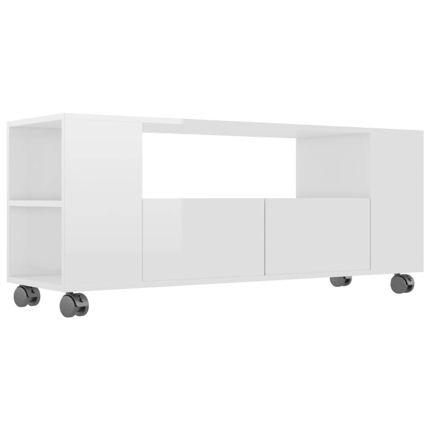 The Living Store Tv-meubel 120x35x48 cm bewerkt hout hoogglans wit