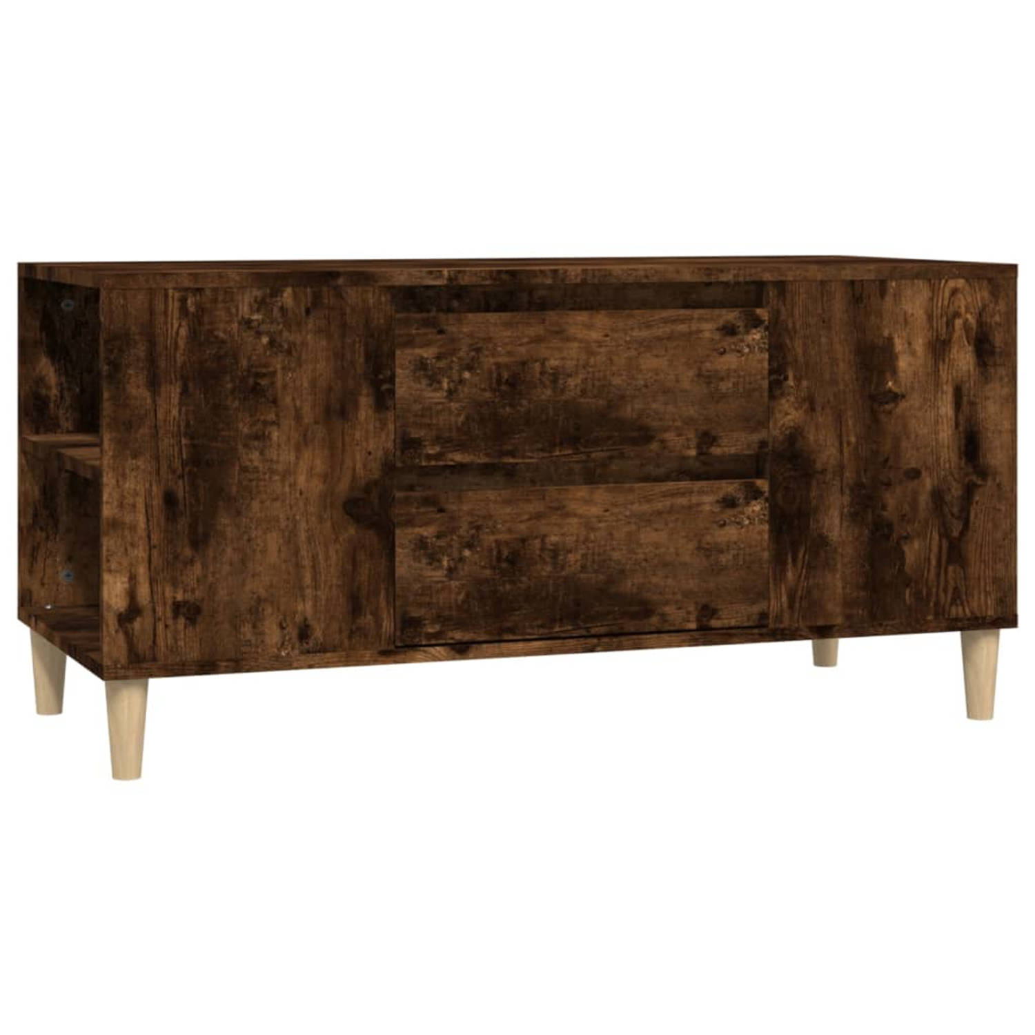The Living Store Tv-meubel 102x44-5x50 cm bewerkt hout gerookt eikenkleurig - Kast