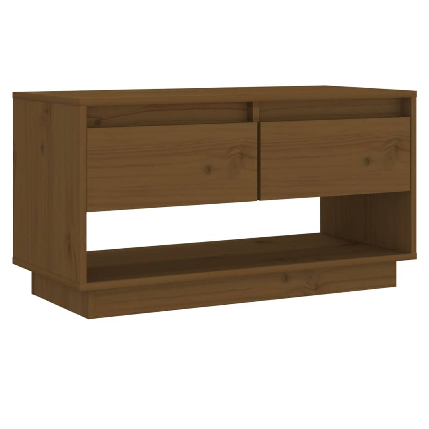 The Living Store Tv-meubel 74x34x40 cm massief grenenhout honingbruin - Kast
