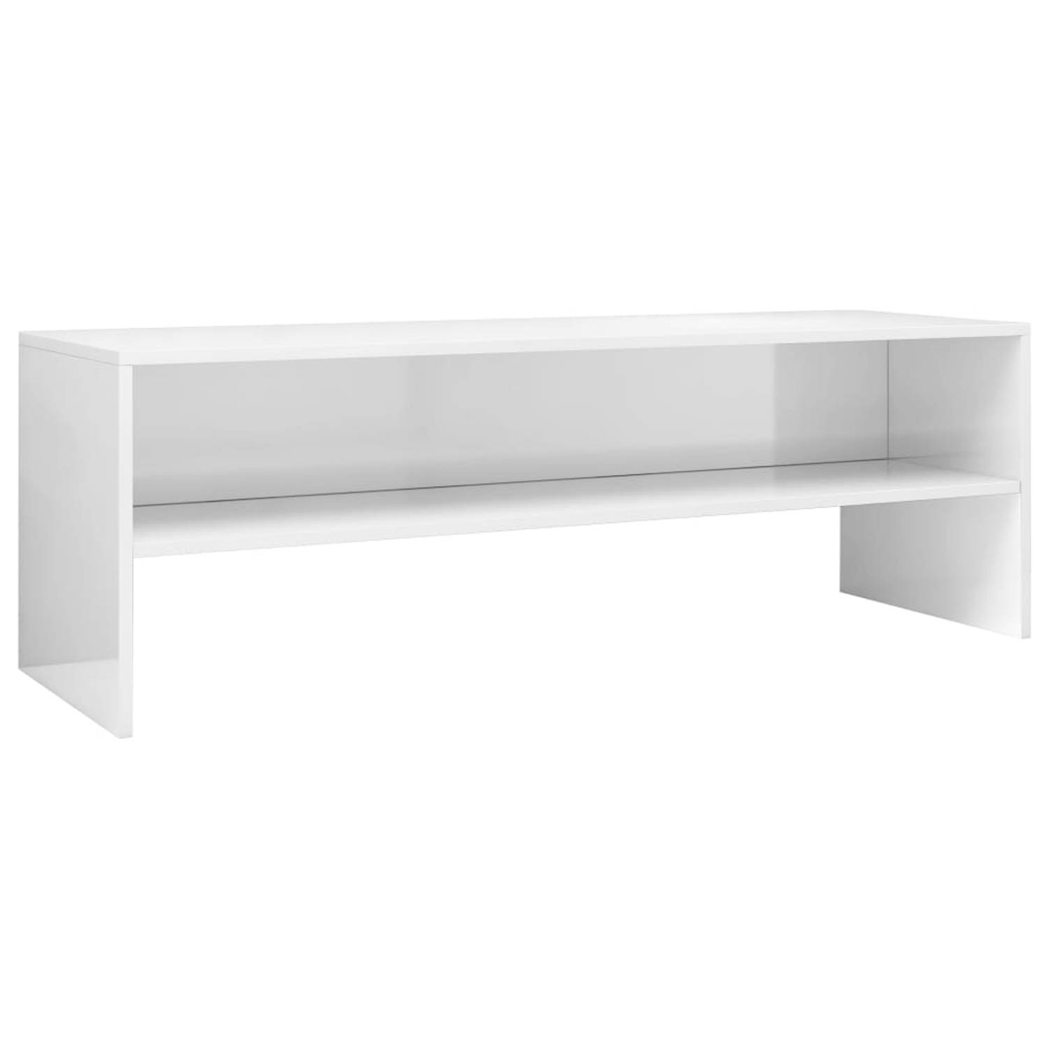 The Living Store Tv-meubel 120x40x40 cm bewerkt hout hoogglans wit - Kast