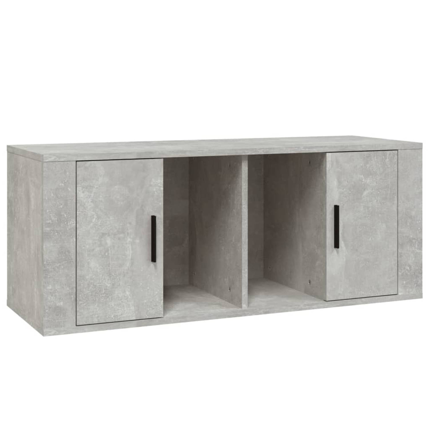 The Living Store Tv-meubel 100x35x40 cm bewerkt hout betongrijs - Kast