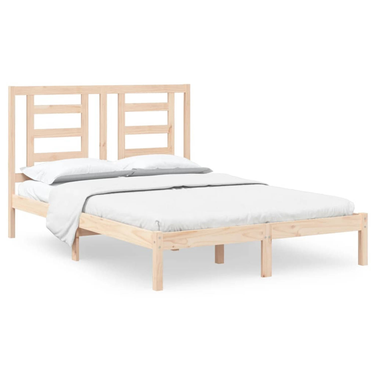 The Living Store Bedframe massief grenenhout 135x190 cm 4FT6 Double - Bedframe - Bedframes - Bed - Bedbodem - Ledikant - Bed Frame - Massief Houten Bedframe - Slaapmeubel - Tweeper